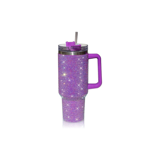 Insulated Stainless Steel Studded Tumbler with Lid and Straw-Zenstoo - F.Z.E