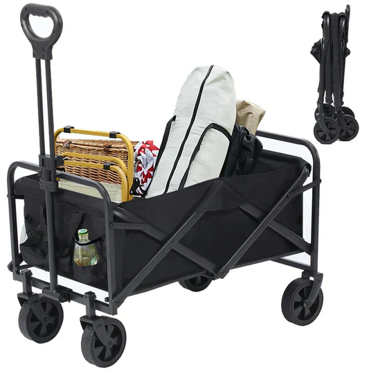 Heavy-Duty Foldable Utility Wagon with Storage Pockets & Wheels-Zenstoo - F.Z.E