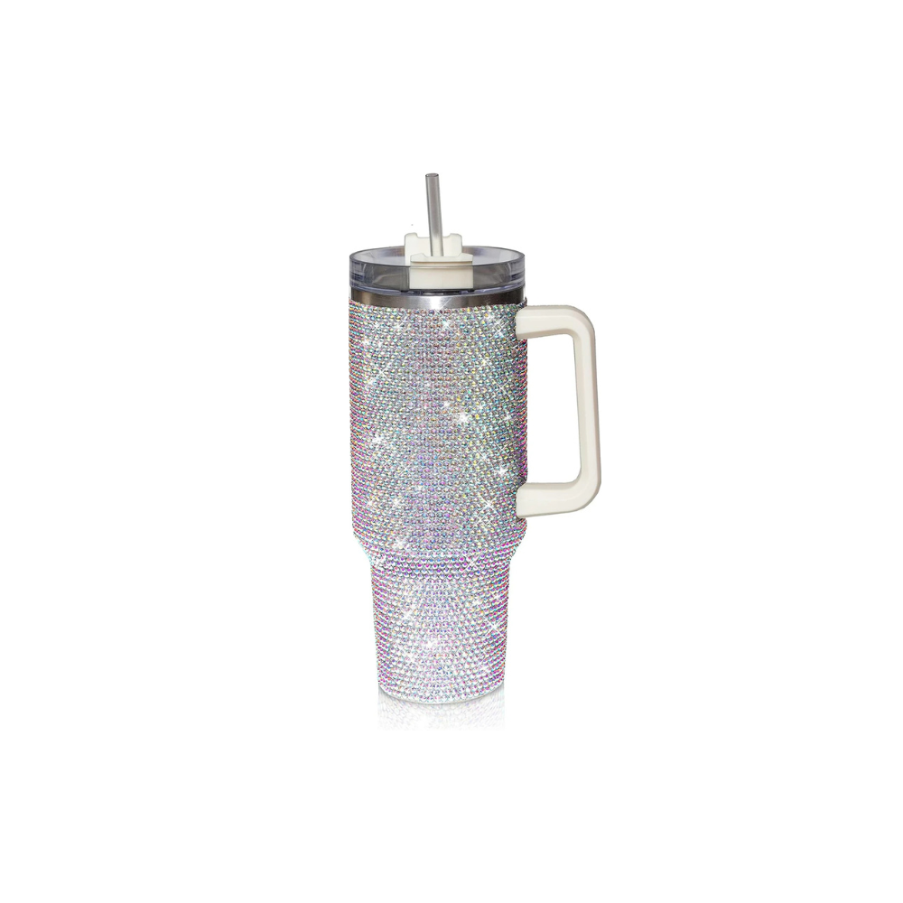 Insulated Stainless Steel Studded Tumbler with Lid and Straw-Zenstoo - F.Z.E