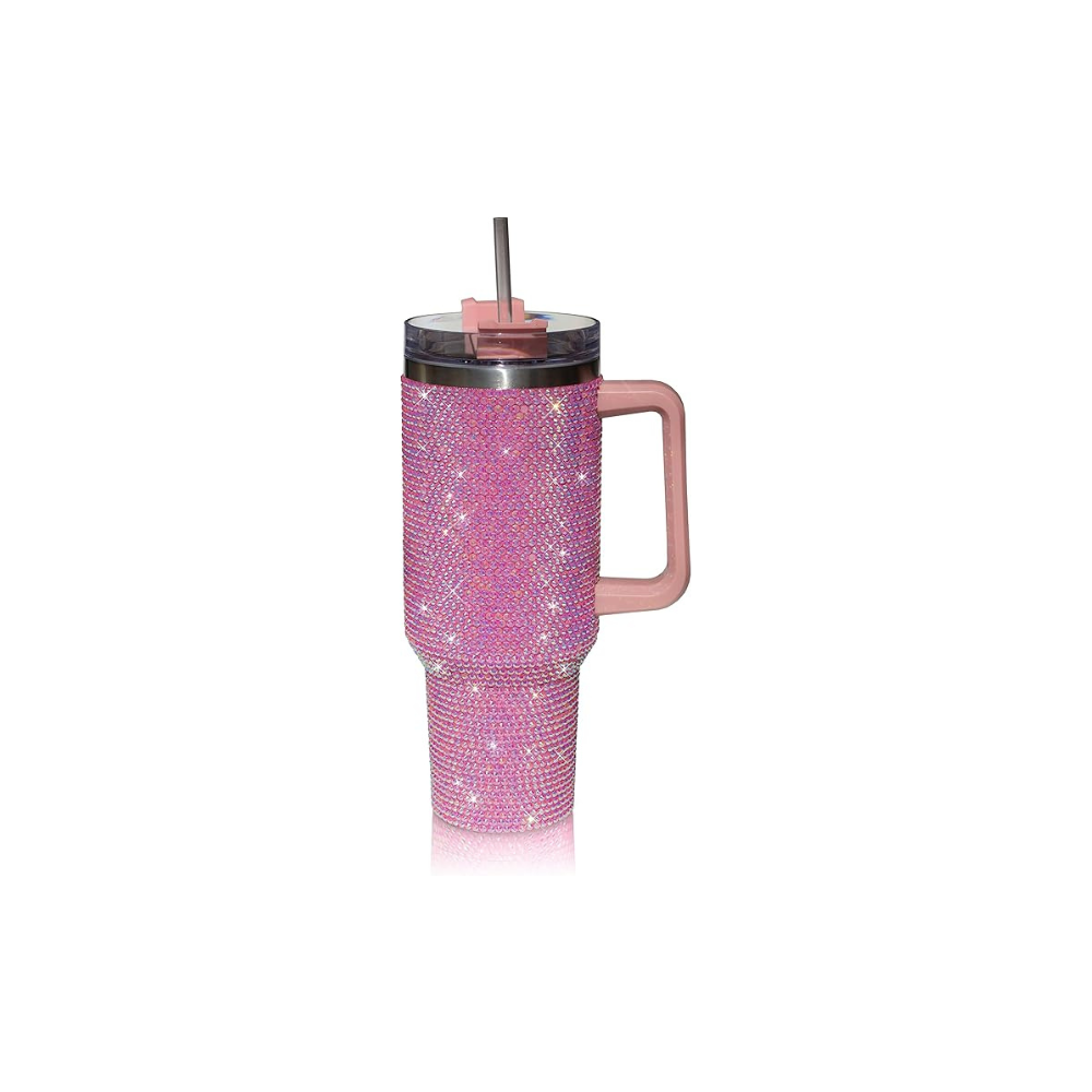 Insulated Stainless Steel Studded Tumbler with Lid and Straw-Zenstoo - F.Z.E